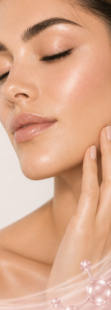 Rostro con piel luminosa tras valoración de medicina estética