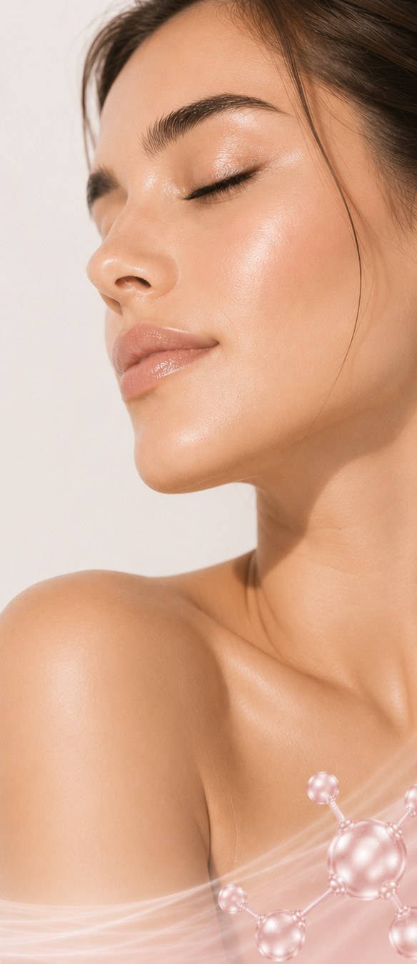 Perfil de rostro y cuello con piel saludable